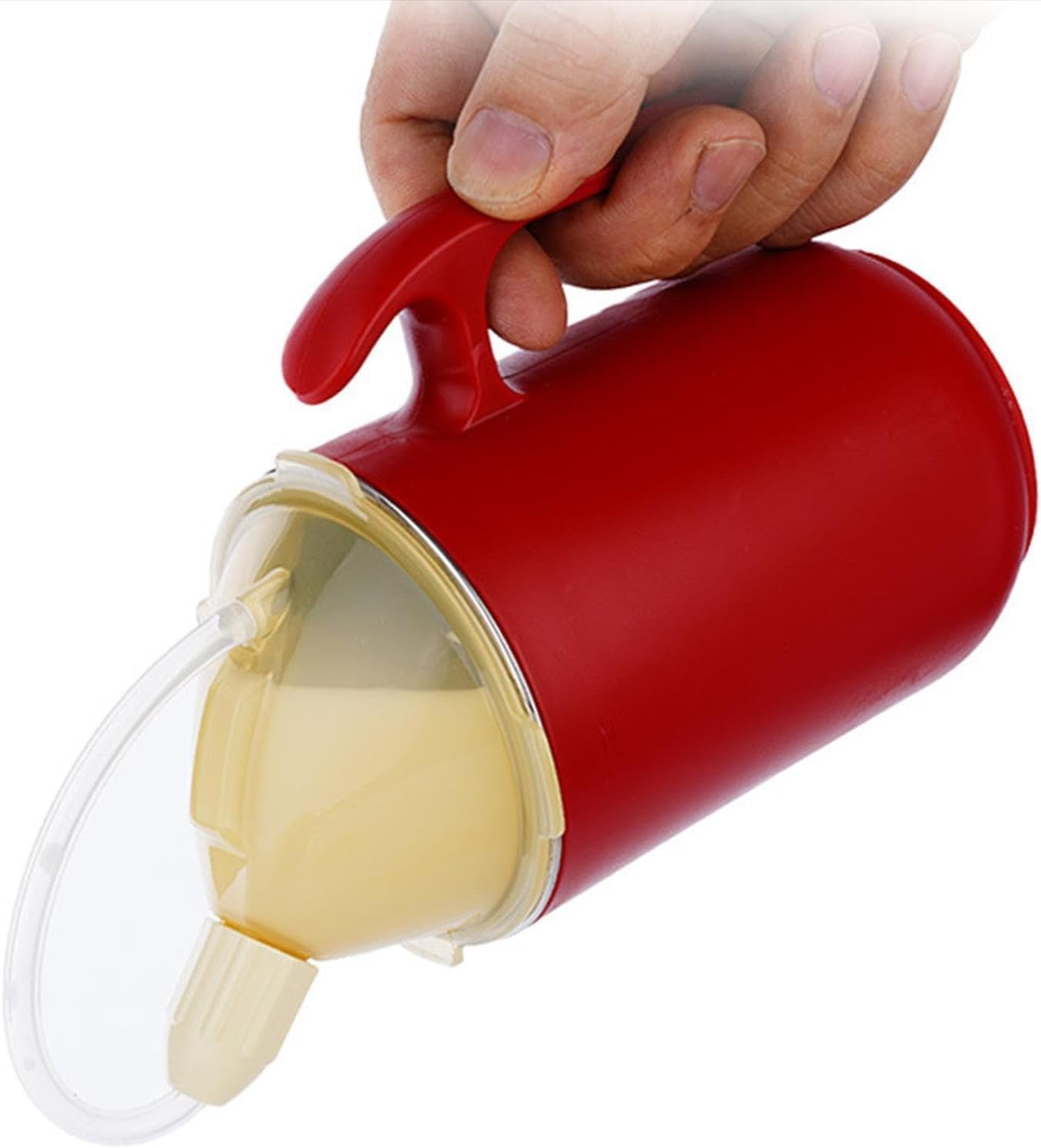 Senior Water Cup Sippy Cups for Elderly, Safe Silicone Spill Proof Cups with 2 Handles Straw and Lid for Adults for Hospital Patients, Elderly, Pregnant, and Disabled (Red)