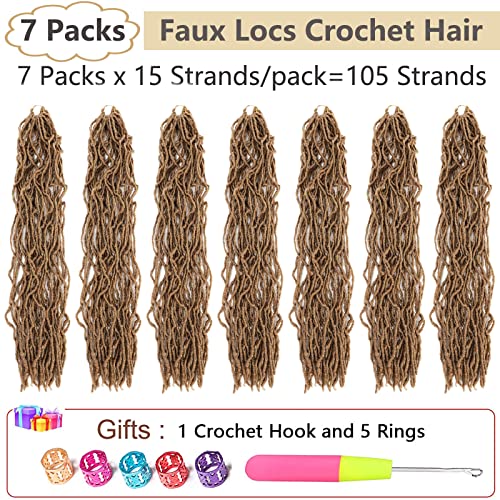 Alrence Faux Locs Crochet Hair Blonde 30 Inch 7 Packs Soft Locs Long Crochet Locs Goddess Locs Natural Synthetic Pre Looped Crochet Braids For Butterfly Locs Crochet Hair (30 Inch (Pack Of 7), 27#) #TOP1