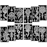 FANOST 12 Sheets Henna Tattoo Stencils, Henna Stencils for Hands, Temporary Tattoo Stencils For Kids Adults, Tattoo Stencils for Real Tattoos, Henna Stencils Reusable,Mehndi Stencils for Hands