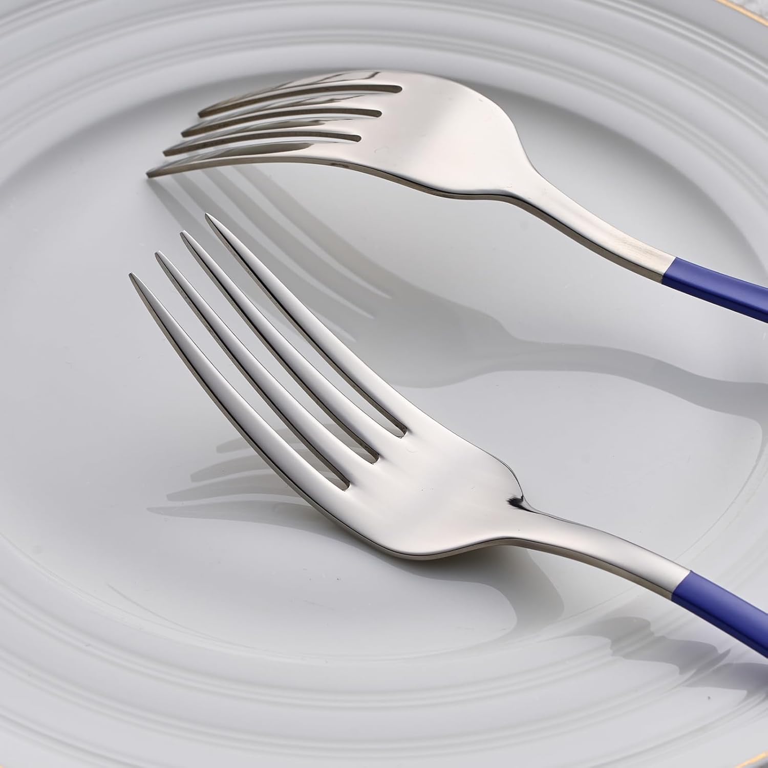 Dinner Forks,24 Pieces Blue 18/0 Stainless Steel Silverware Forks,Table Forks,Flatware Forks,8 Inches,Mirror Polish & Dishwasher Safe,Use for Home,Kitchen or Restaurant