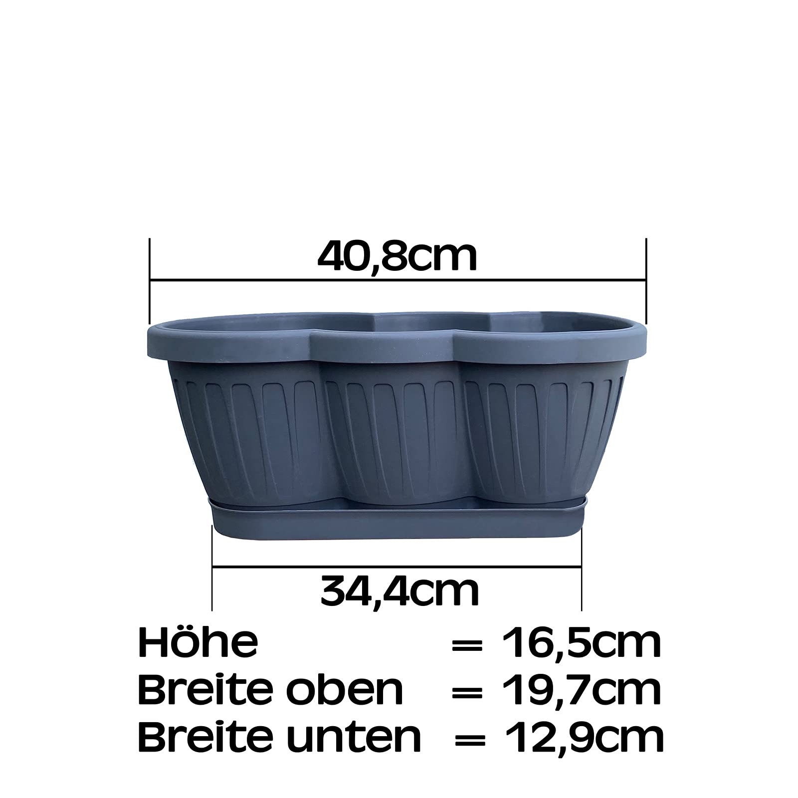 Hossi's Wholesale 8 Balkonkästen 40 cm Anthrazit mit Wasserspeicher Set
