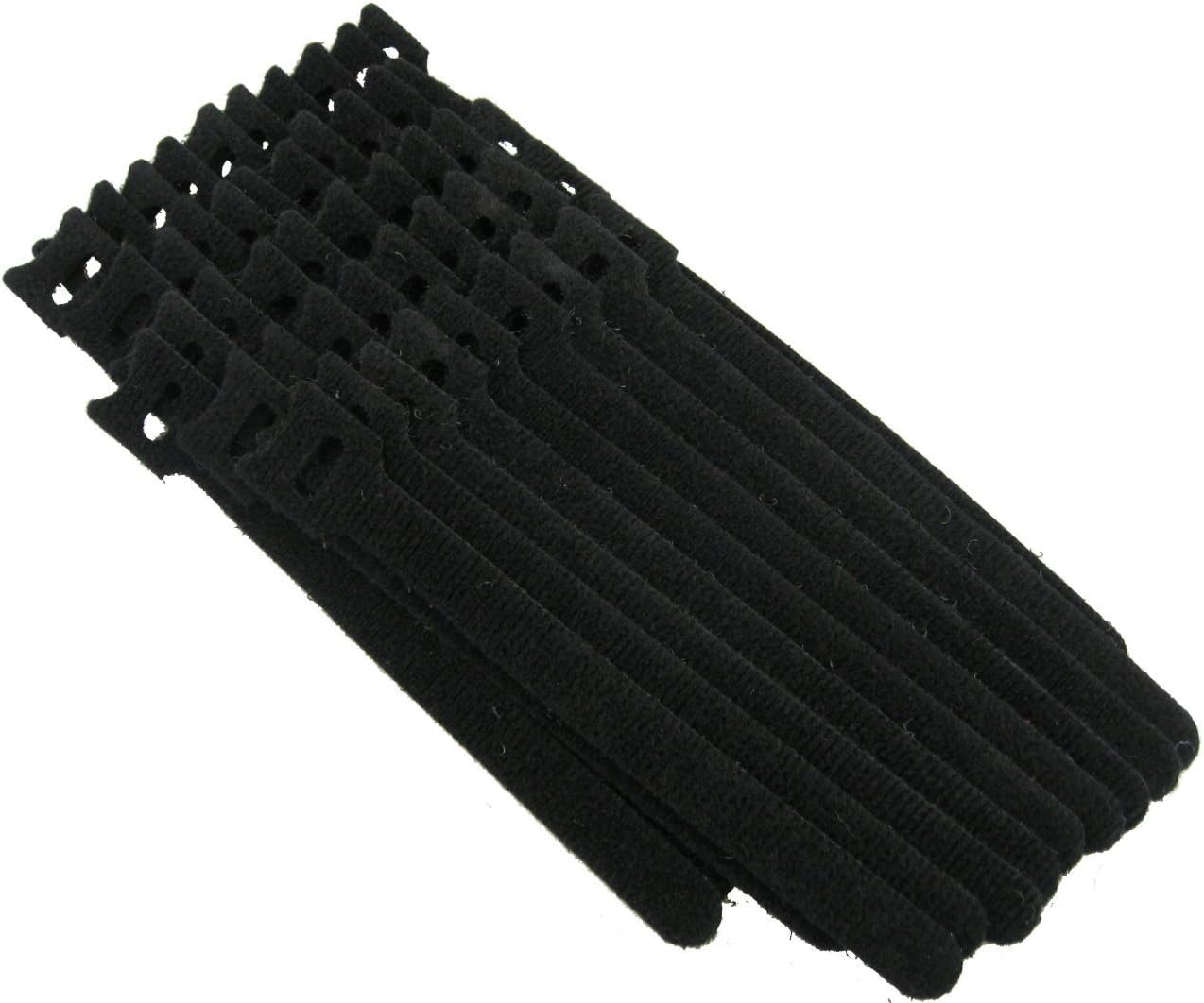 Qualgear Hook & Loop Fastening Cable Ties, 1/2 X 6 Inches, Black, 50 Pcs (VT2-B-50-P)