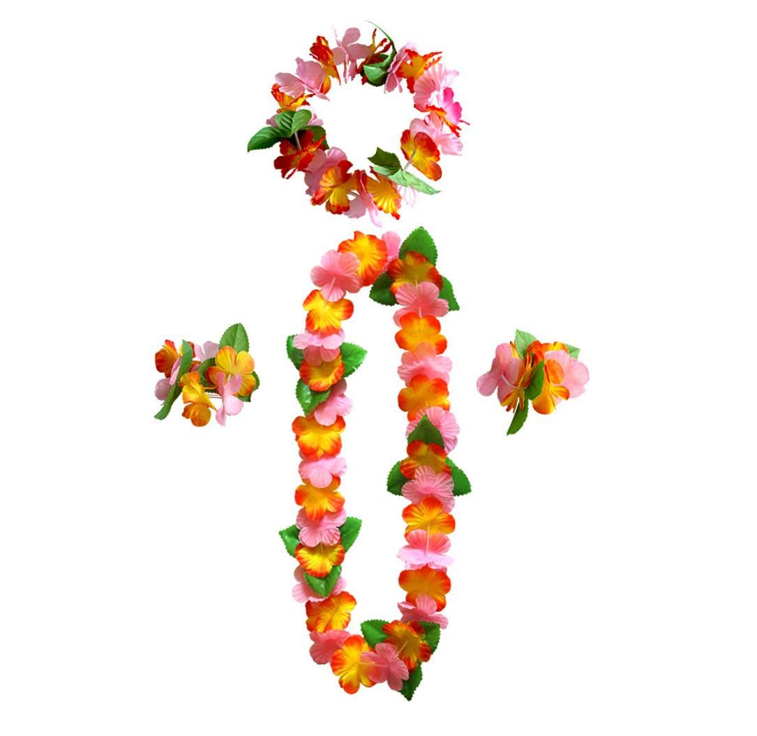 Amazon | 4点セットレイ ハワイアンレイ フラダンス ハワイ花輪 花冠
