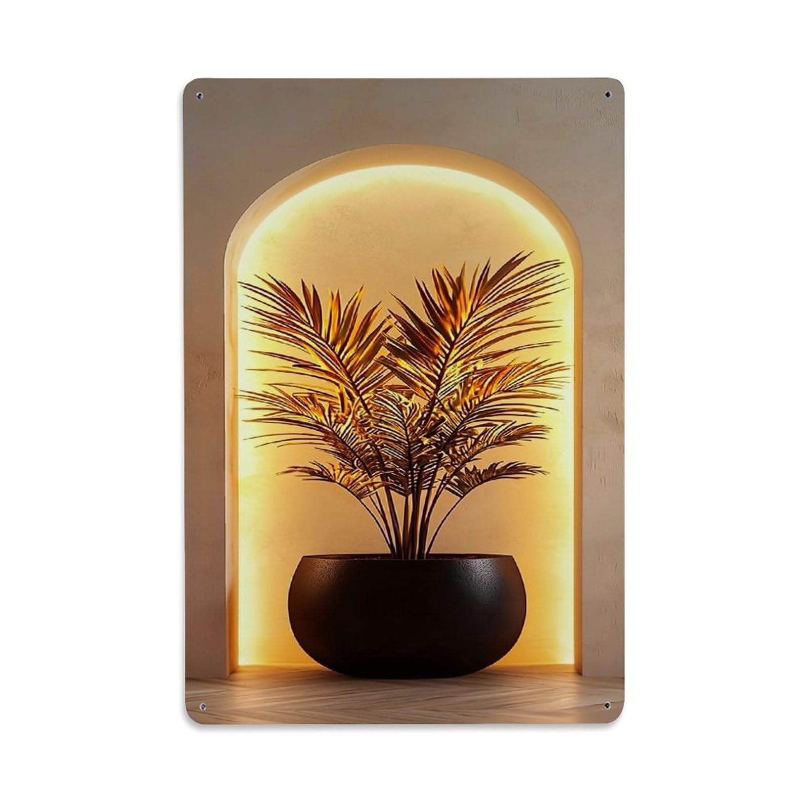 Jdfenggu Vintage Tropical Palm Leaf Silhouette Pattern Retro Metal Tin Sign, Metal Poster For Bar, Home, Man Cave, Kitchen, Laundry Room Art Decor 8X12 Inch