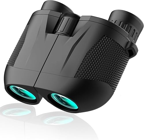 Prismáticos de 10 x 25 para adultos y niños, binoculares compactos, ocular grande y lente transparente FMC BAK4 Prisma para observación de aves,