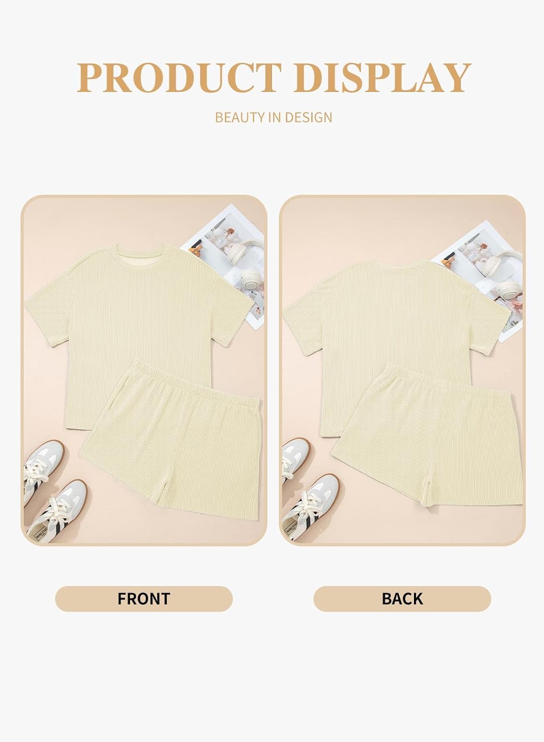 Eytino Plus Size Two Piece Sets for Women Short Sleeve Shirts High Waisted Shorts Pajamas Lounge Matching Set(1X-5X) image 4