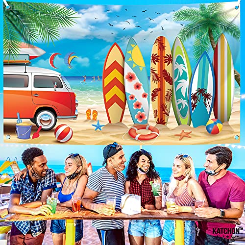 Image of KatchOn, XtraLarge Beach Backdrop, 72x44 Inch - Beach Party Decorations | Surf Party Decorations, Beach Theme Party Decorations | Beach Party Backdrop, Hawaiian Party Decorations, Summer Party Decor