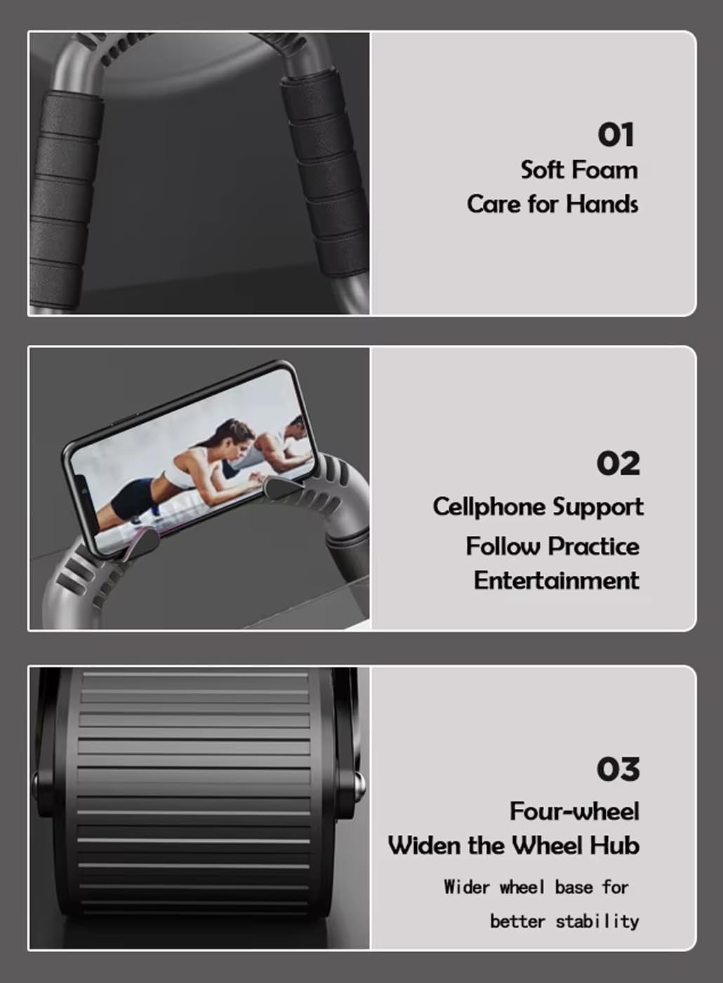 Smart Temping Ab Roller con Rimbalzo Automatico e Supporto al Gomito - AB Wheel for Core Allenamento - Attrezzatura per Il Fitness della Palestra per Uomini e Donne