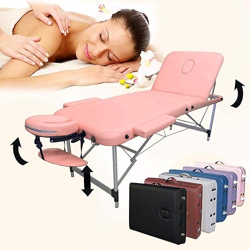 Miniatura 8 de ANGEL USA Mesa de masaje portátil de aluminio de 3 secciones de 84 pulgadas de L, tatuaje de cama de spa facial con estuche de transporte gratis