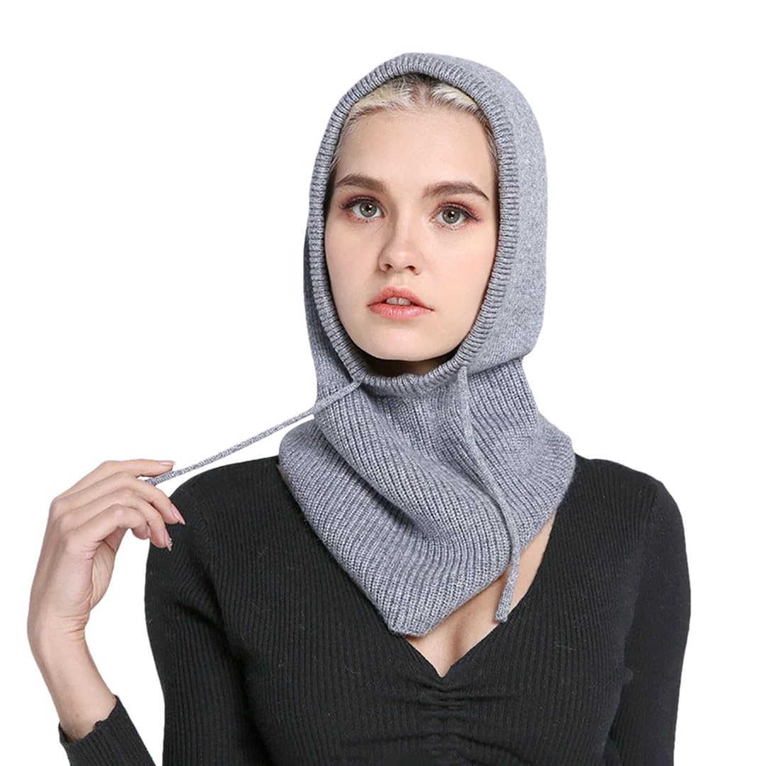 Gorro Con Capucha De Punto De Lana Unisex, Gorros De Cachemira Cálidos Ajustables Para Invierno, Gorro Para Mujer, Cuello, Bufanda, Gorros Con Cordón Para Hombre