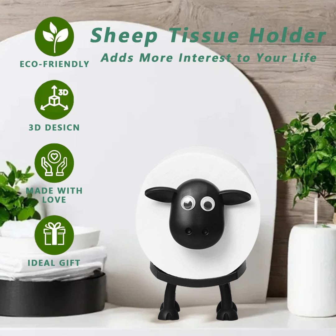 3 Pack Sheep Toilet Paper Holder, 3D Printed Black Sheep Toilet Roll Holder — Amazon image 3