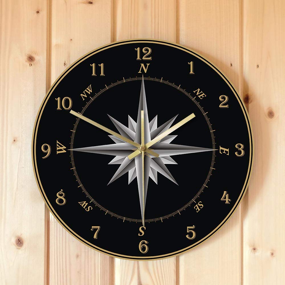 Amazon.co.jp: 掛け時計, Mariner's Compass Wall Clock Compass Rose