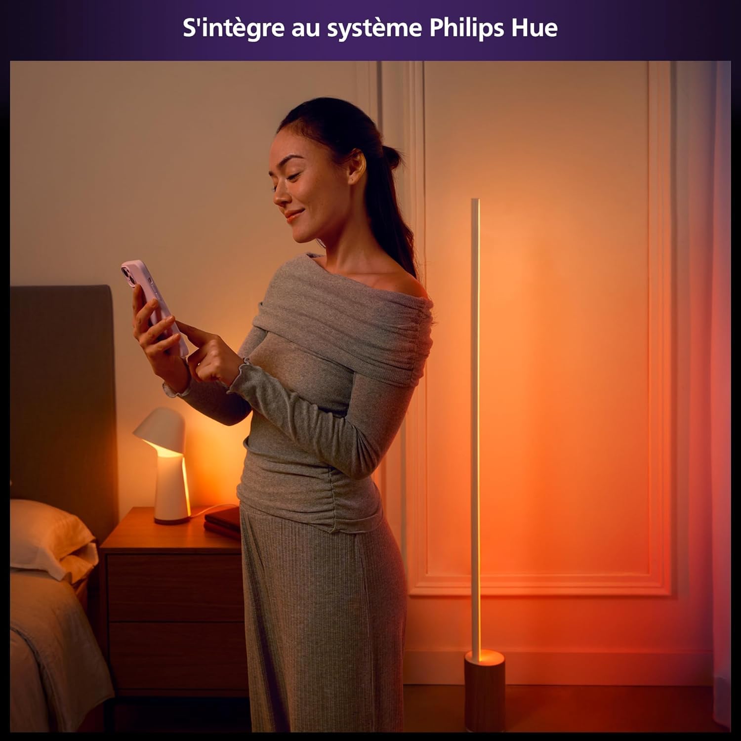Philips Hue White &Color Ambiance, Lampe de Chevet Twilight Gradiant, Blanc | Lampe à Intensité réglable, LED RGBW, Technologie ColorCast, 6 Scènes Lumière Naturelle, Bluetooth, Contrôle vocal & via App