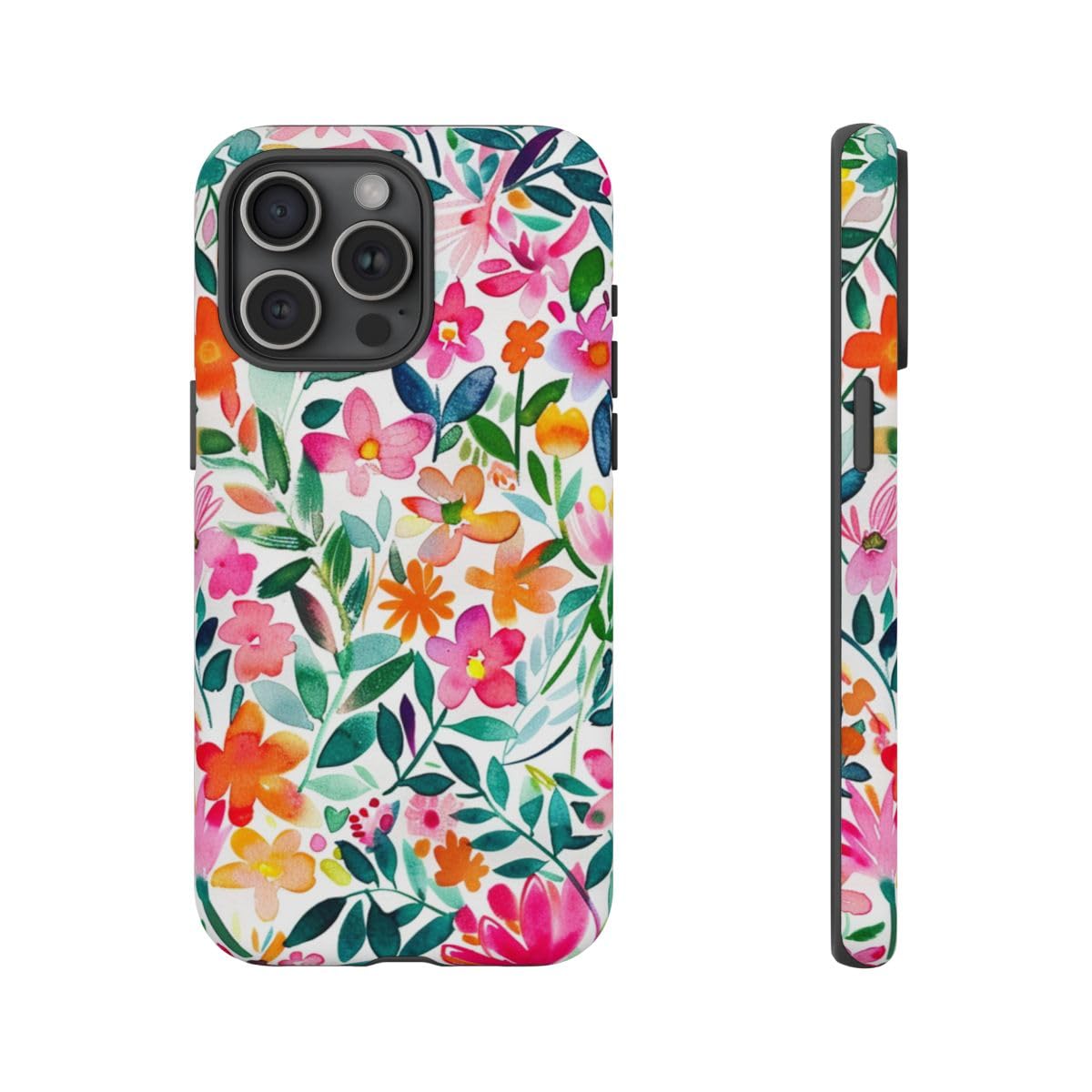 Coque rigide mate anti-rayures iPhone 15 Pro Max fleurs roses - 4