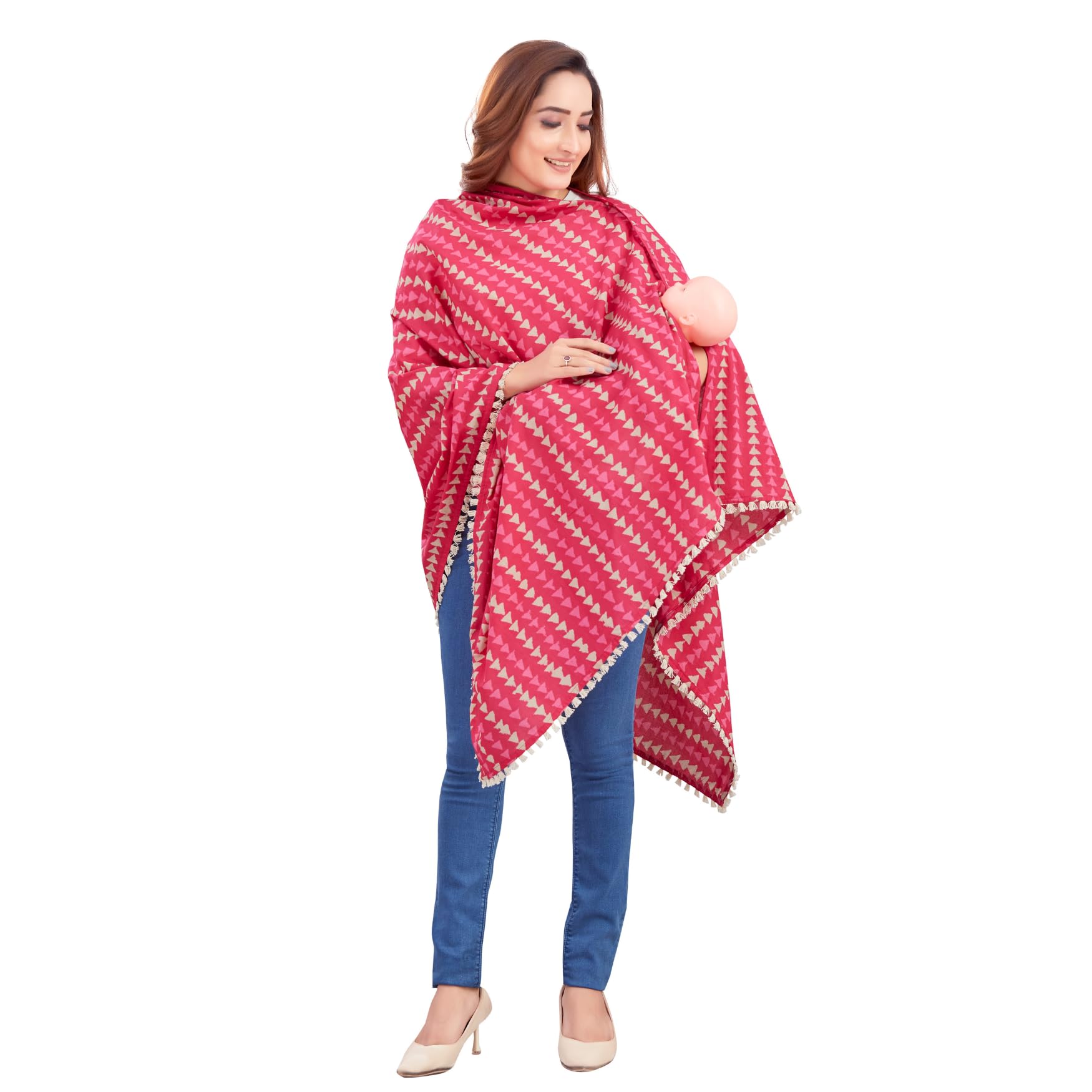 Nursing Cover for Breastfeeding Multi Use Poncho Style Scarf with Buttons, Cotton Feeding Elegant Apron Breathable for Pre & Post Pregnancy-image-16