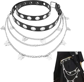 Womens Belt, Waist Chain Harness, Chain Belt, Punk, Waist Chain, Mine Type, Harajuku Harness, Stylish, Durable, Soft, Adjustable Size, Birthday