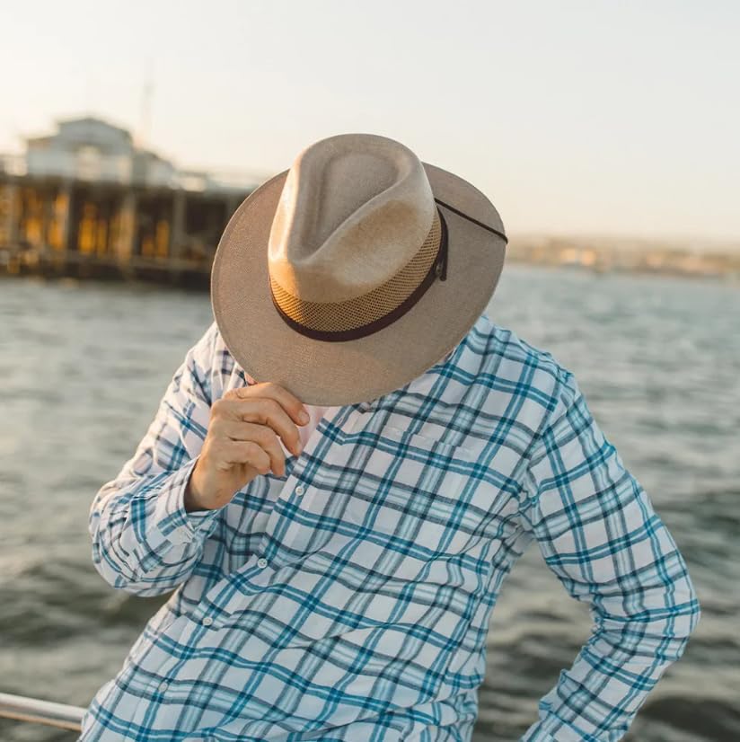 Image of American Hat Makers Milan Straw Fedora - Outdoor Summer Golf and Beach Hat for Men and Women - Wide Brim for UV Protection