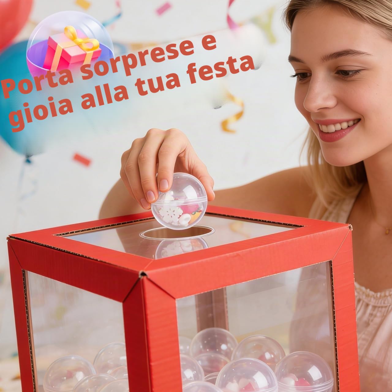 HOMSFOU Sfere della lotteria in plastica cava bingo 50 pezzi 45 mm sfere trasparenti tombola rotonde distributori automatici palline da gioco puntelli per feste