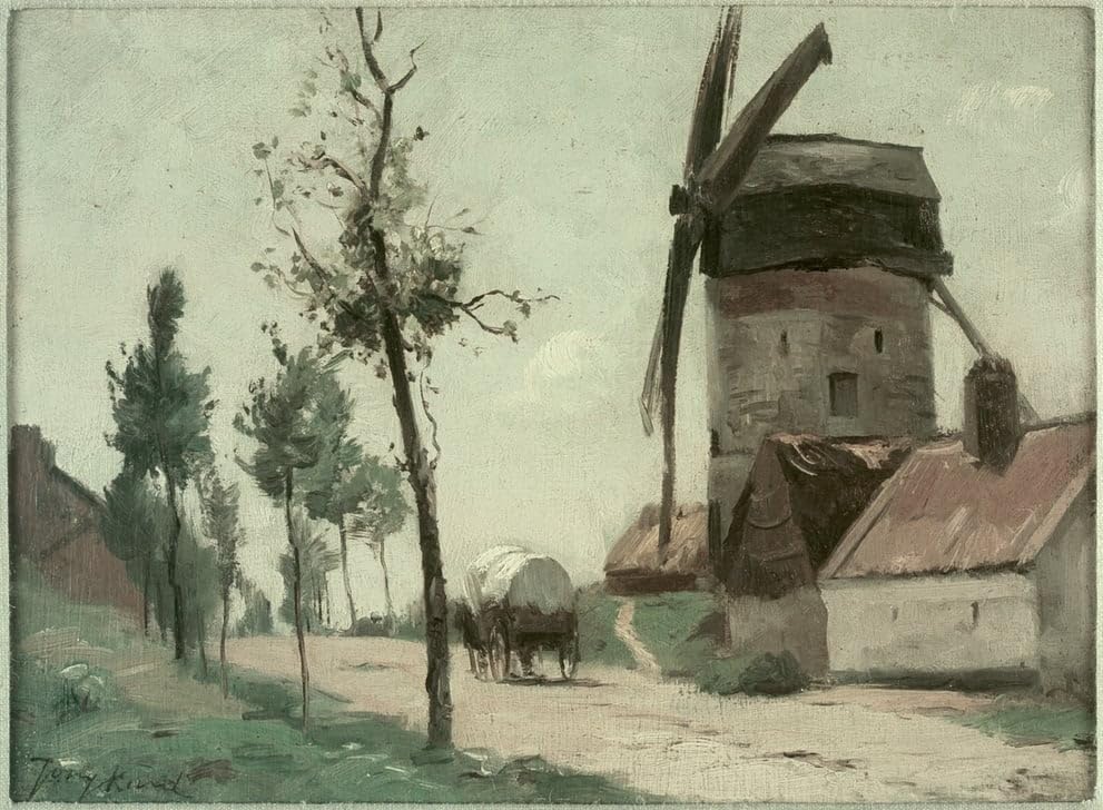 Tableau Rue Avec Moulin Jongkind pour la Décoration de Chambre Ambiance Vintage