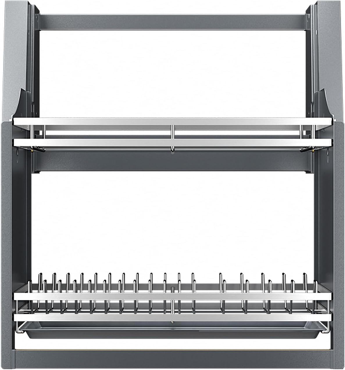 Smart Dish Rack- Pull Down Shelf Electric Lifting System, Pull Down Cabinet Organizer for Upper Cabinet, Touch Switch Kitchen Rack with Removable Drainboard,20.67" H x 22.2" W, Grey
