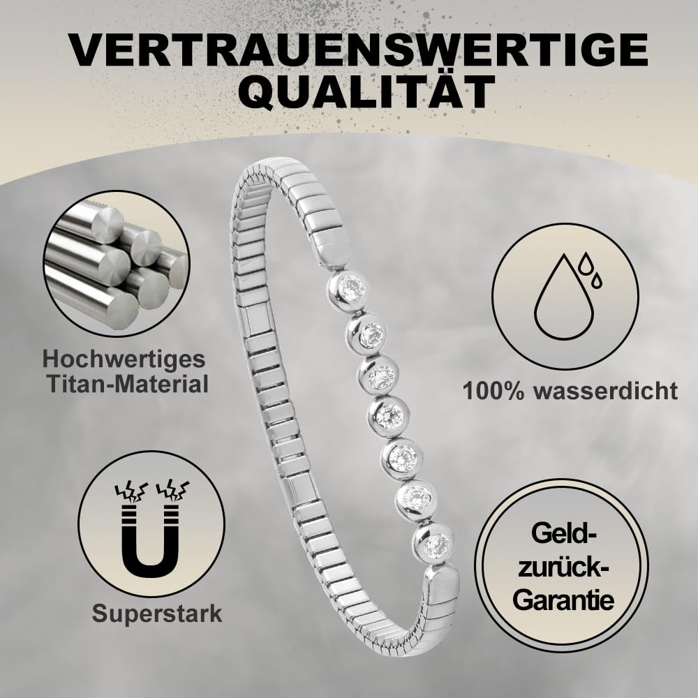 HAQI Magnetarmband für Damen Edelstahl Elastisches Armband Energie Magnetfeldtherapie Arthritis Schmuck Dehnbar