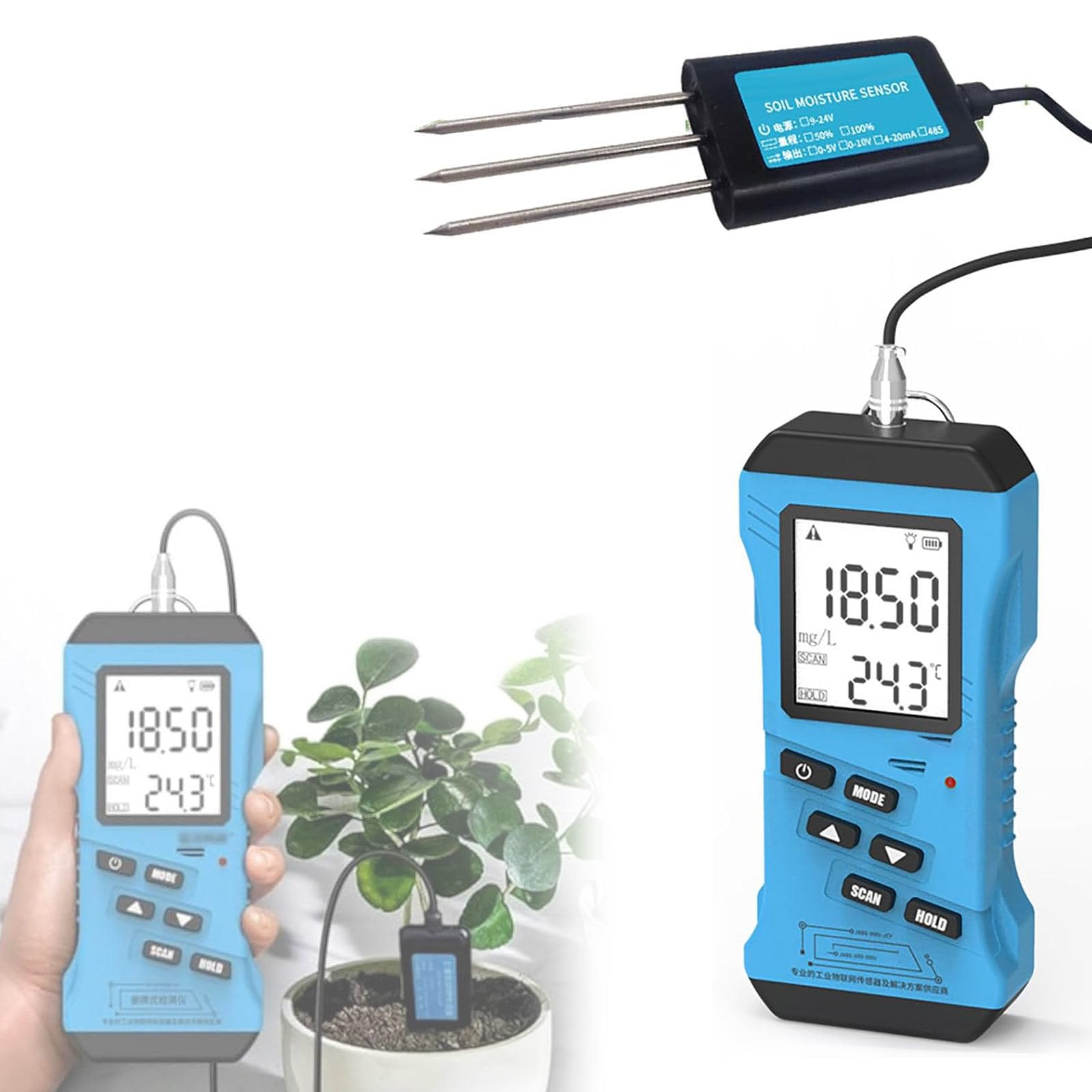 Tester Gleby 7 w 1, Cyfrowy Miernik Ph Gleby, Zestaw do Badania Gleby Ogrodowej z Podświetlanym Wyświetlaczem Lcd do Trawników, Gospodarstw Rolnych, Roślin Doniczkowych i Ogrodowych
