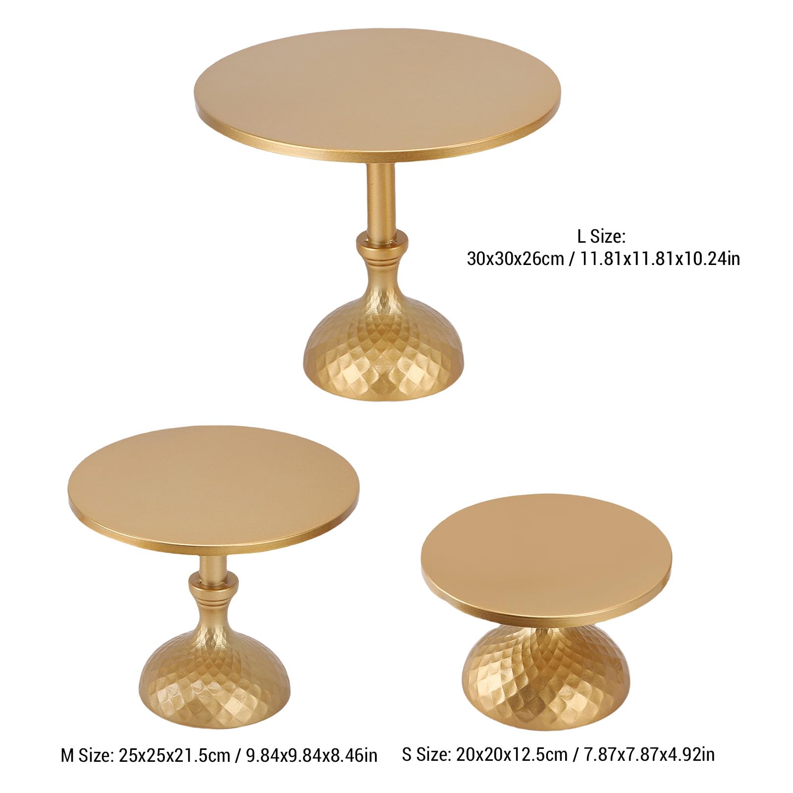 Set di 3 supporti per torta in oro, supporto per torta in ferro con piedino rotondo, set da tavolo da dessert, per feste, matrimoni, compleanni, baby shower, anniversari