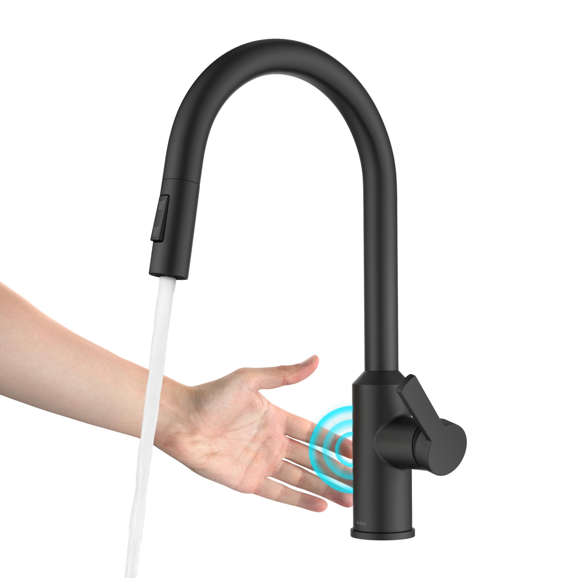 KrausOletto Touchless Sensor Pull-Down Single Handle Kitchen Faucet in Matte Black, KSF-2830MB