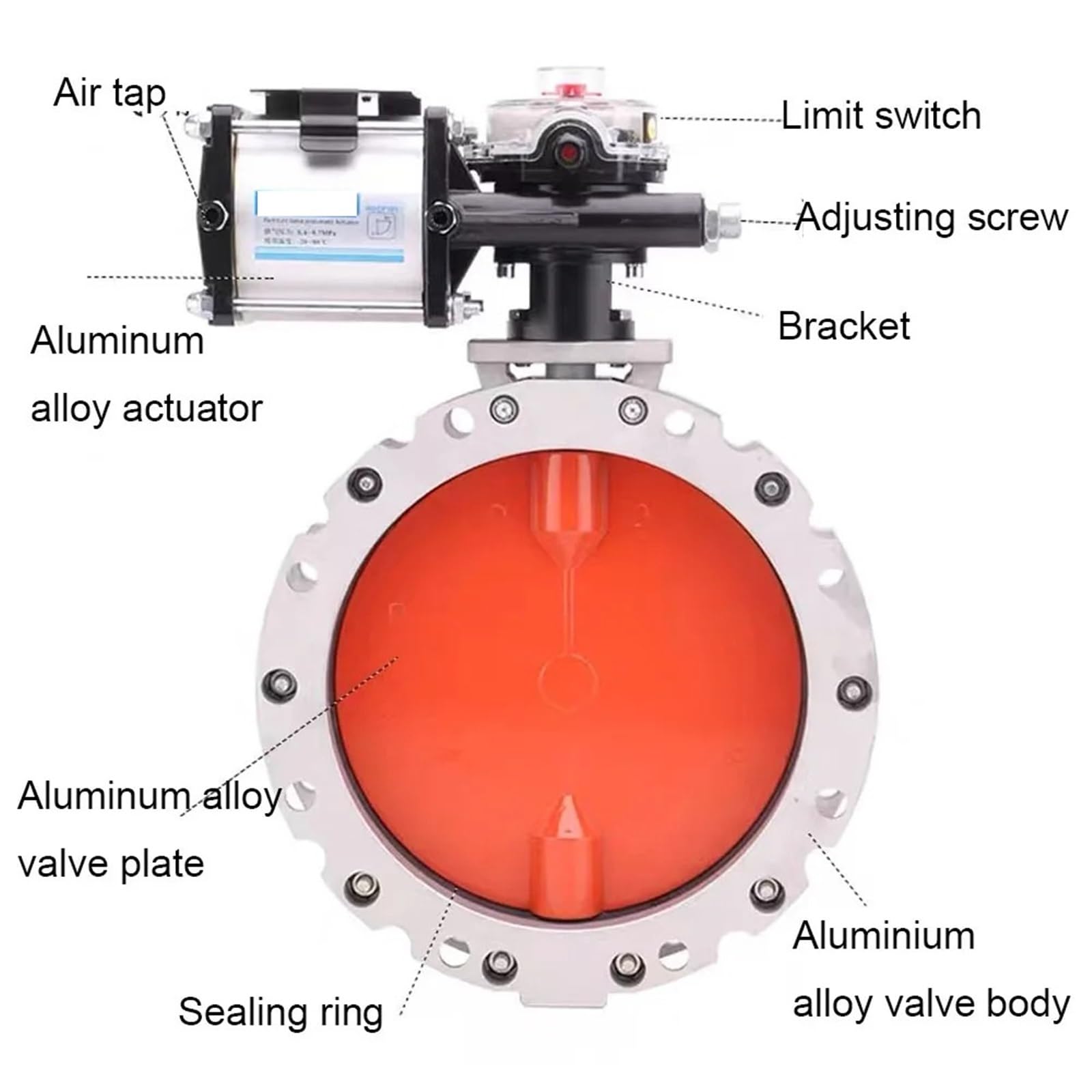 Pneumatic Dust Butterfly Valve Aluminum Alloy Powder Butterfly Valve Cement Mixing Plant Special DN100 200 300(DN200)