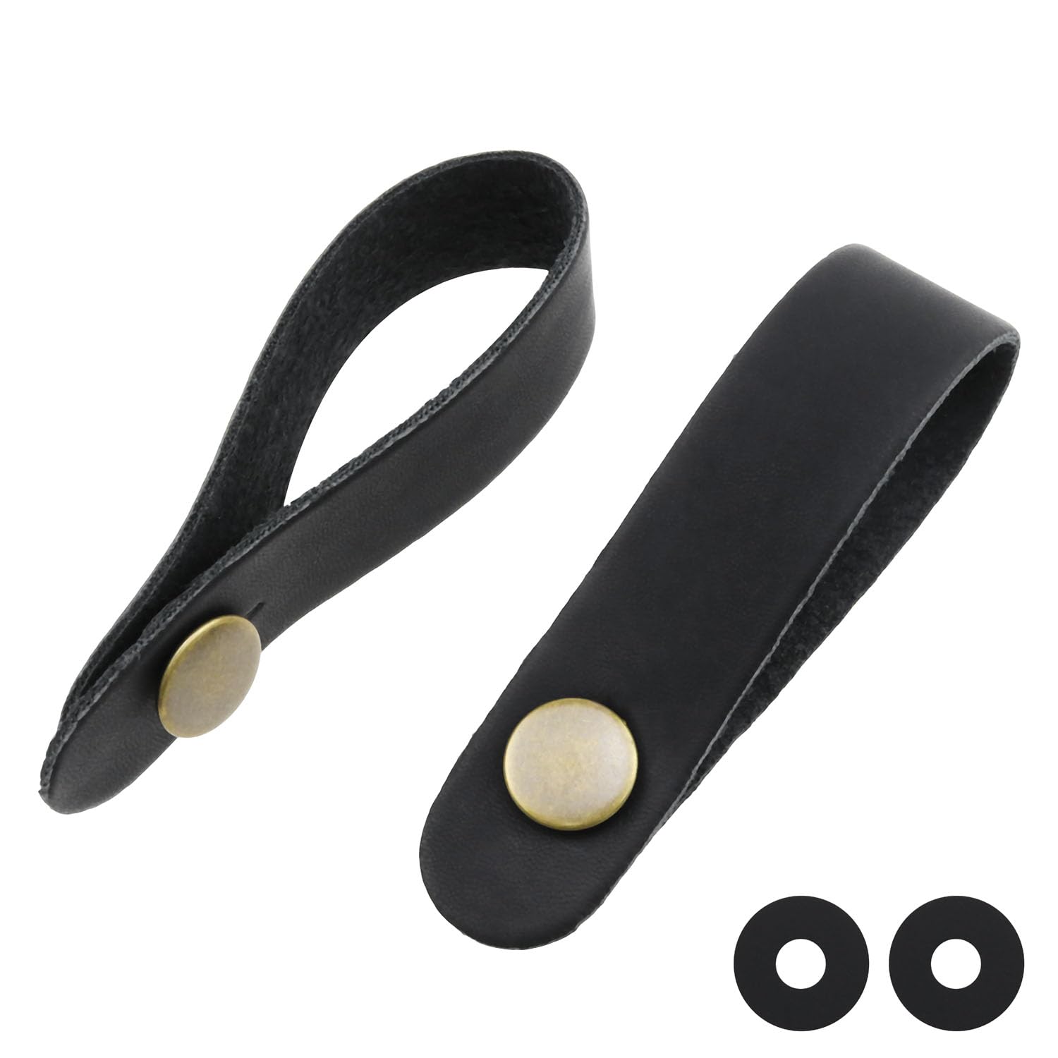 Haidong Headstock Adapter Straps - Leather Guitar Strap Buttons, Neck Strap Ties, Accessories (Black) - 2PCS
