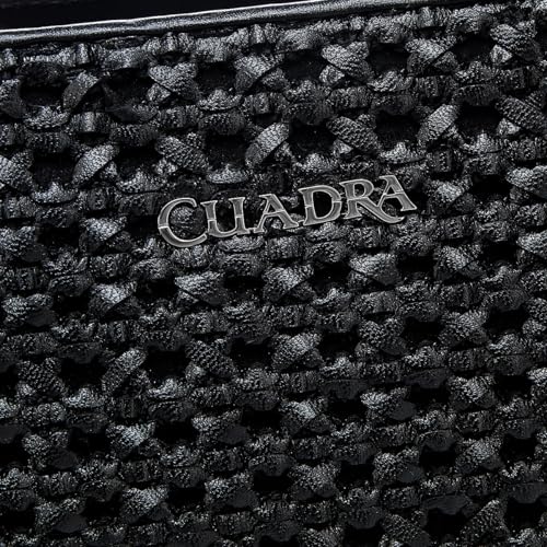CUADRA |Genuine Leather Crossbody for Women with Woven Detailing and Adjustable Straps BOD2NRS Black2