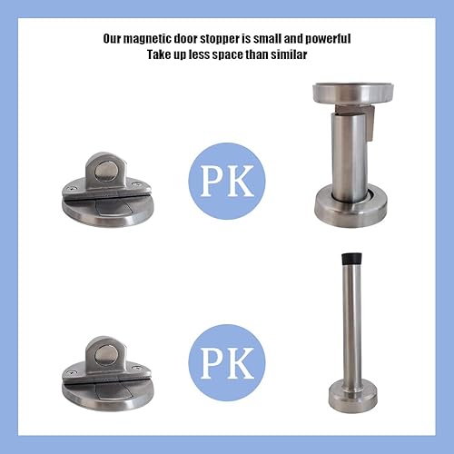 Vista 9 de Topes magnéticos para puerta, topes magnéticos para puerta de montaje en piso, cierre magnético de acero inoxidable, topes de puerta negros