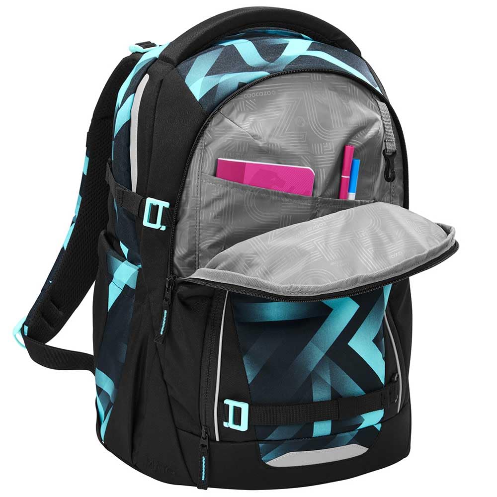 coocazoo MATE Schulranzen-Set 3tlg für Mädchen und Jungen ab der 4. Klasse mit Rucksack. Schlamperetui und Sportbeutel (Laser Lights V2)