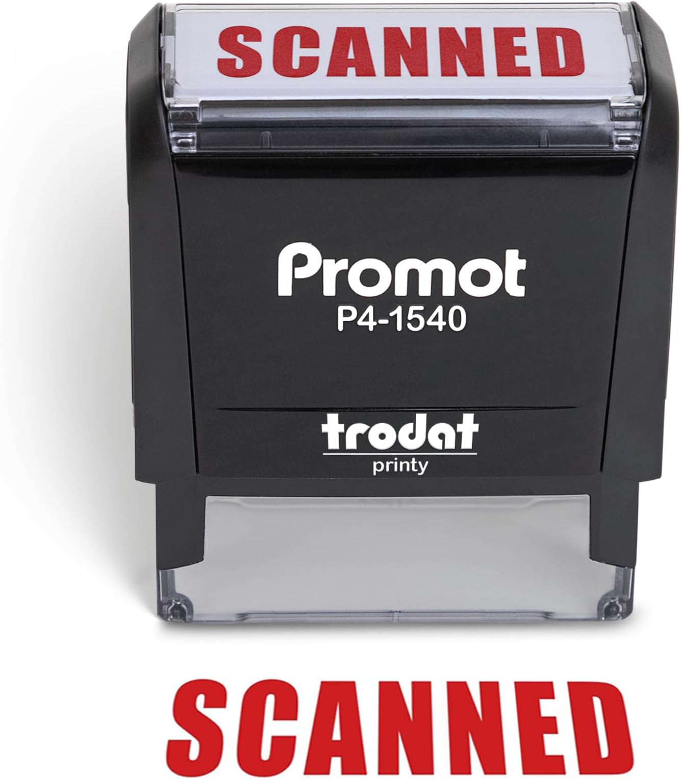 Promot Scanned Self Inking Rubber Stamp - Refillable Scanned Stamper - Business, Bookkeeping, Ordering, Accounting, Work, Office Stamps - Red Ink