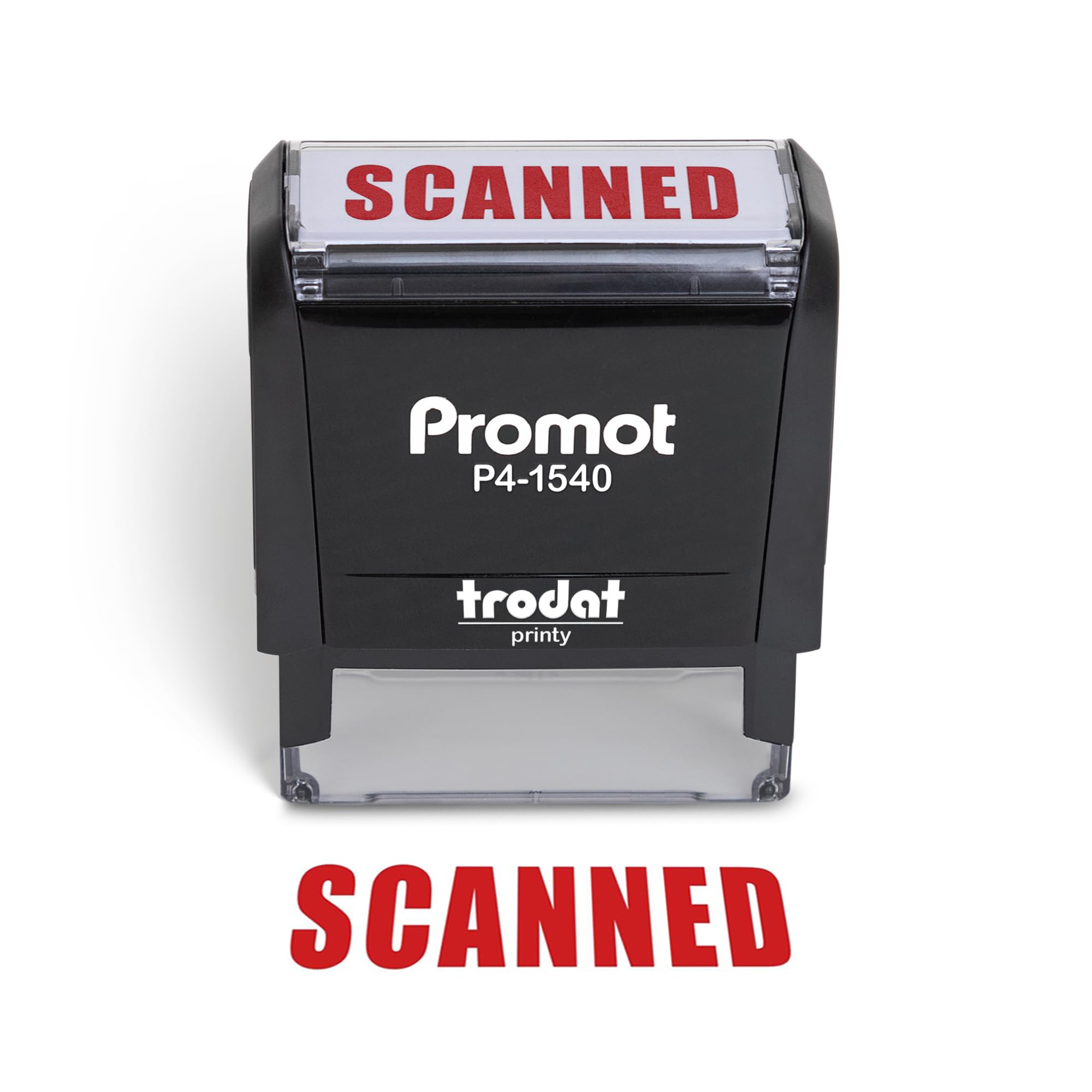 Promot Scanned Self Inking Rubber Stamp - Refillable Scanned Stamper - Business, Bookkeeping, Ordering, Accounting, Work, Office Stamps - Red Ink