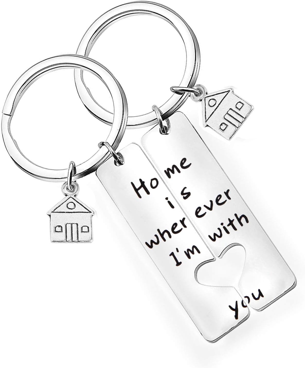 bobaunaHome Is Wherever I'm With You Keychain Set Romantic Gift For Couple Boyfriend Girlfriend