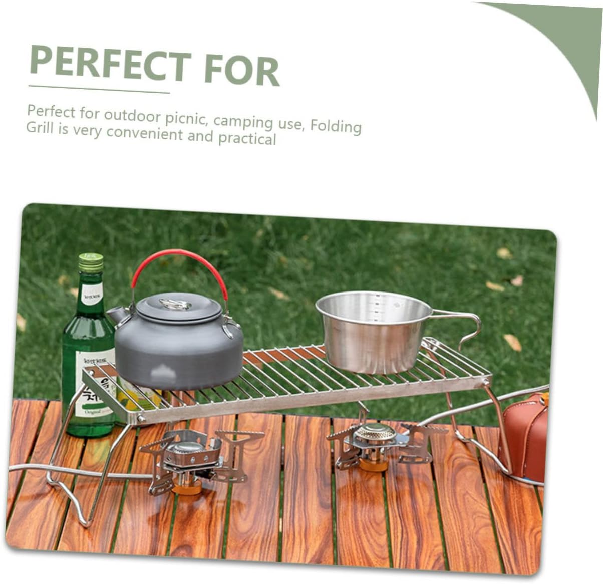 Stainless Steel Folding Grill Rack Portable Outdoor Furnace Head Frame Camping Barbecue Wire Mesh Grate Sturdy Camp Kitchen Cooking Rack