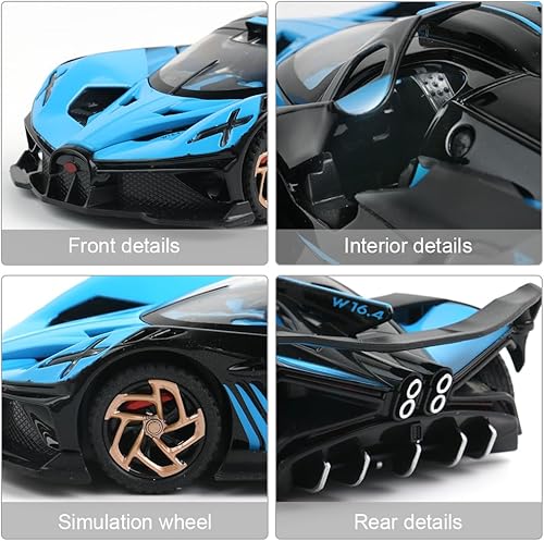 Miniatura 5 de Bugatti Bolide - Coche de juguete fundido a presión, modelo de auto deportivo, aleación de zinc, vehículos de tracción hacia atrás, mini