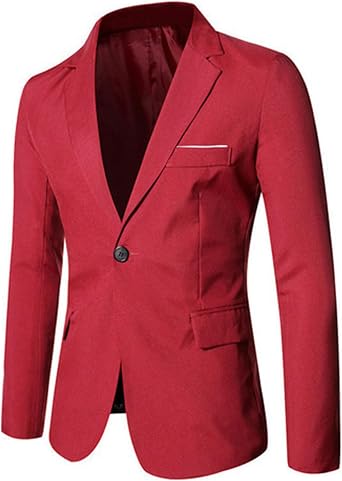 Mens Casual One Button Sport Coats Lightweight Business Jacket Tuxedo Classic Slim Fit Blazers Suit