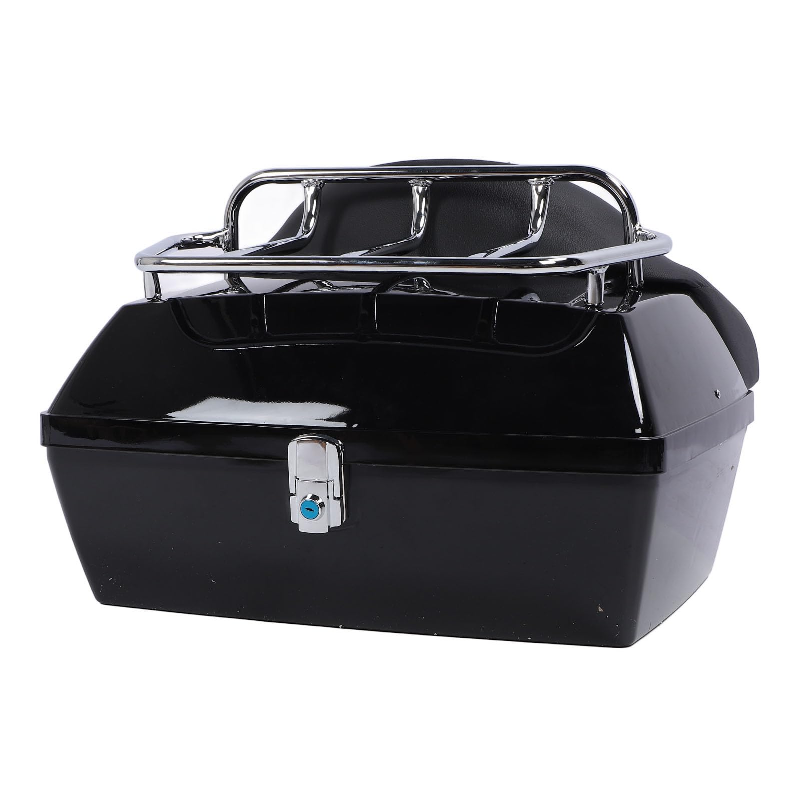 Estuche Trasero para Motocicleta de 48 L, Caja de Almacenamiento ABS con Cerradura integrada, Respaldo Acolchado y cojín ergonómico, Compatible con la mayoría de Motocicletas (Negro)