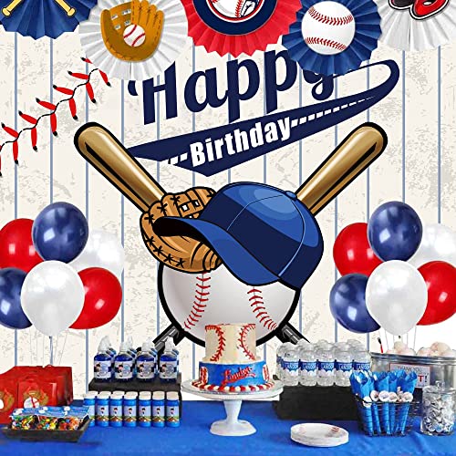 Riyidecor Baseball Happy Birthday Backdrop Boy Kids Sports Batter Up Newborn White Photography Background Party 8X6 Feet Banner Props Party Photo Shoot Fabric #TOP3