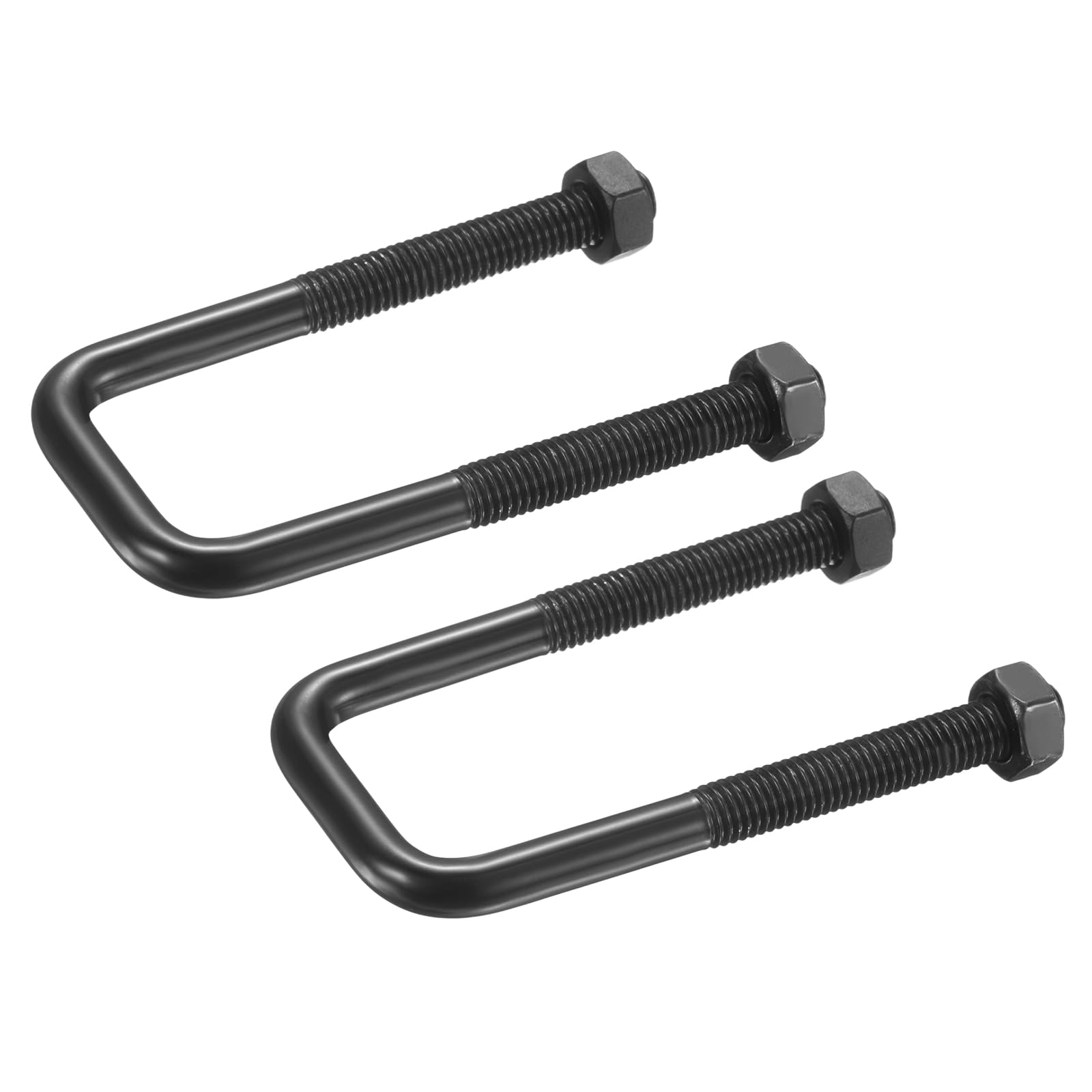 sourcing map 2 Sets M8 Square U-Bolts, 30mm (1.18") Inner Width 90mm (3.54") Length 304 Stainless Steel U-Clamp Bolt Electroplated with Nuts for Automobile, Trailer, Boat Trail, Black