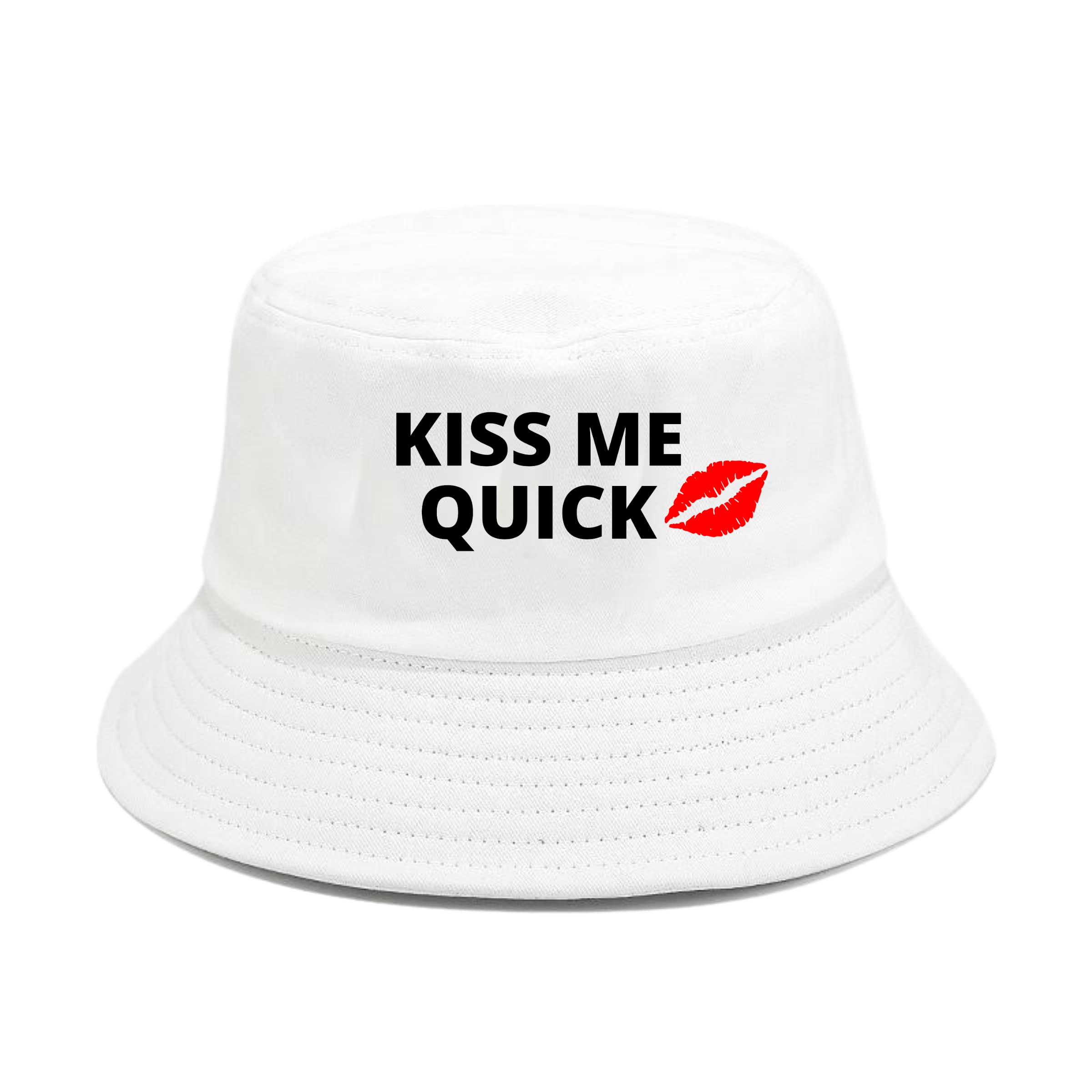 Fidra Fashion Accessories Unisex White Fidra Kiss Me Quick Cotton Bucket Hats 3 Colours Reversible Fast Post (White)