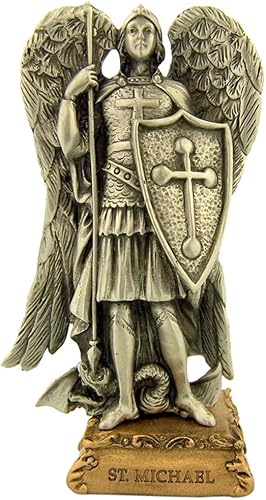 Miniatura 6 de Peltre católica Estatua de Santo patrón en tono de oro base, 412inch