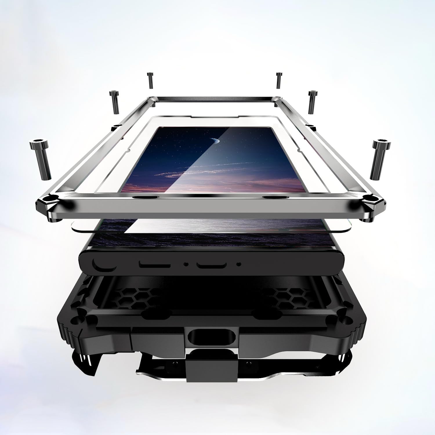 for Samsung Galaxy S25 Ultra Case Heavy Duty Metal Phone case para Built-in Screen Lens Protection Protective dust Proof Military Grade Rugged [The Fingerprints Don't Work] Silver