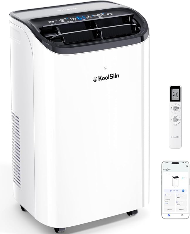 Aire acondicionado portátil de 14,000 BTU con WiFi y control remoto, enfría hasta 700 pies cuadrados, unidad de aire acondicionado portátil de bajo ruido con evaporación automática para habitaciones grandes, oficina, garaje, blanco