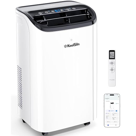 14,000 BTU Portable Air Conditioner with WiFi & Remote Control, Cools Up to 700 Sq.Ft, Auto-Evaporation Low Noise Portable AC Unit for Large Room, Office, Garage, White