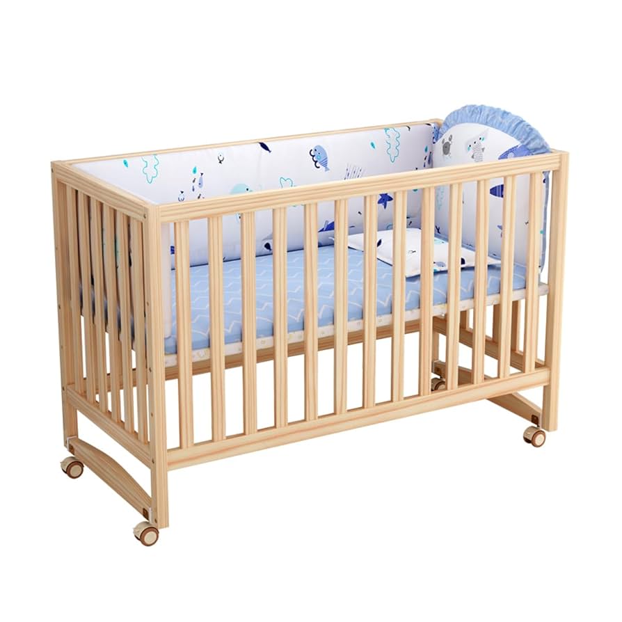 木製ベビーベッド　キャスター付き　添い寝可能　国産ひのき　キッズベッド 木製ベビーベッド キャスター付き 添い寝可能 国産ひのき キッズ