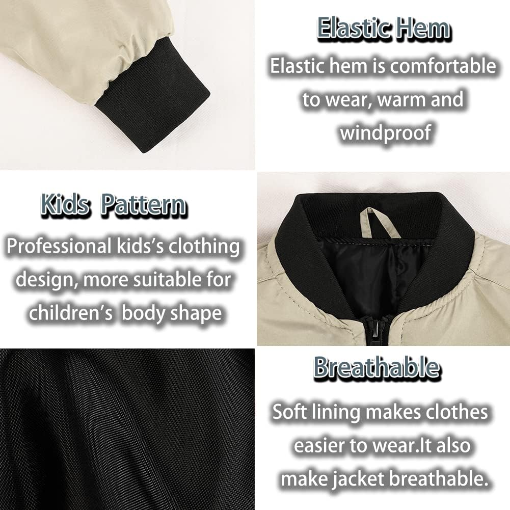 SNOW DREAMS Boys Girls Bomber Jacket Flight Jackets Spring Varsity Jacket - Image 4