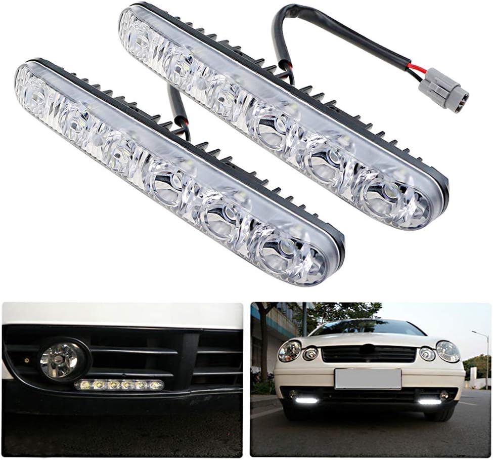 LEADTOPS 2 Pcs Set LED Car Daytime Running Light, Waterproof High Power 6W 6000K Xenon Slim COB LED DRL Daylight Driving Lamp For Car SUV Sedan Coupe Vehicle Universal (Xenon White)